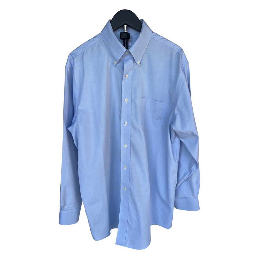 Brooks Brothers Classic Fit Non-Iron Dress Shirt Blue Supima Cotton 16.5 33